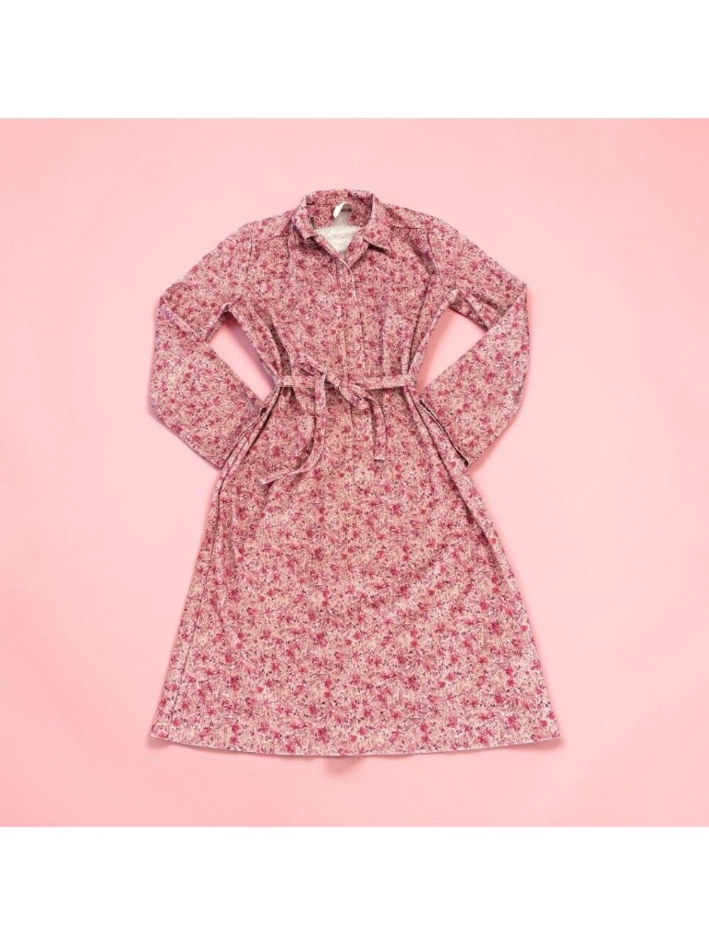 Vintage Pink Romantic 1970s Floral Cottagecore Midi Empire Waist Dress Med/sm